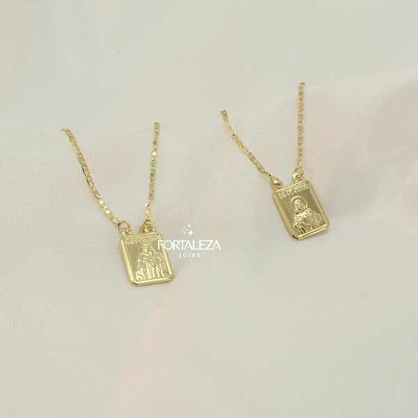 Escapulário Nossa Senhora do Carmo Banhado a Ouro 18k