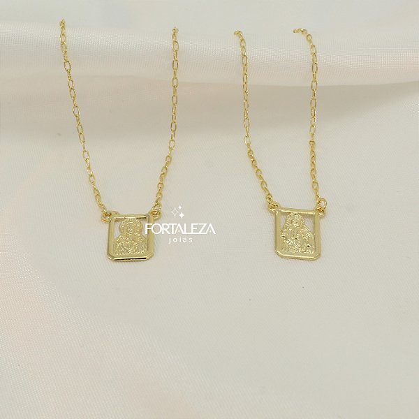 Escapulário Nossa Senhora do Carmo Banhado a Ouro 18k