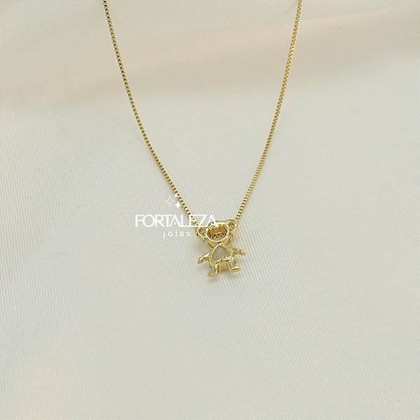 Gargantilha Menina com Zircônia Cristal Banhado a Ouro 18k