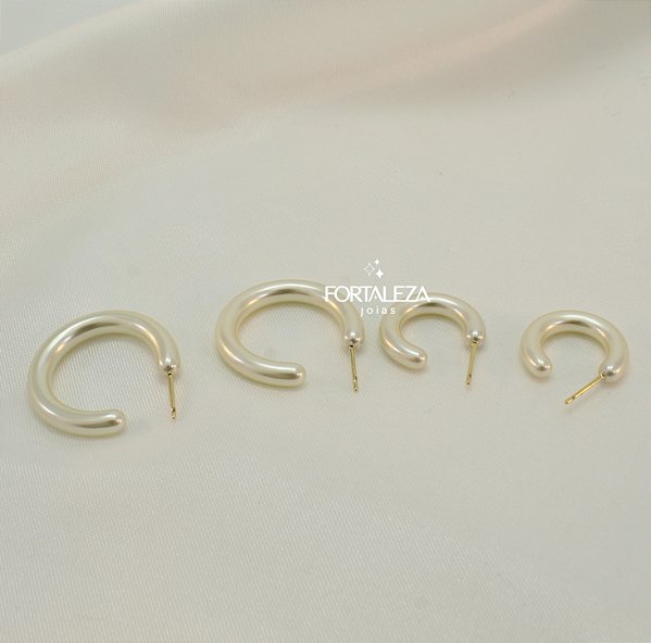 Brinco Argola em Duo Perolado Banhado a Ouro 18k