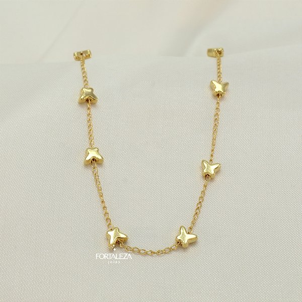 Gargantilha de Borboletas Banhado a Ouro 18k