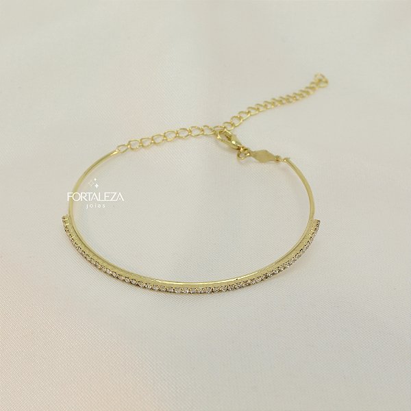 Bracelete Slim com Zircônias Banhado a Ouro 18k