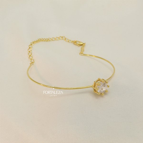 Bracelete Slim com Detalhe em Zircônia Banhado a Ouro 18k