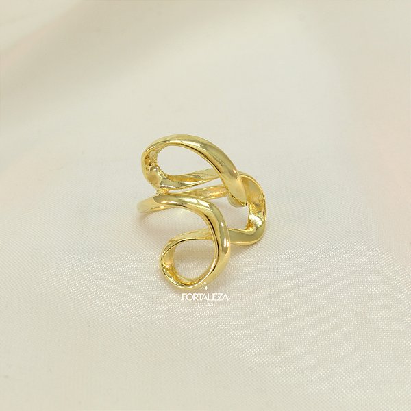 Anel com Design Entrelaçado Banhado a Ouro 18k