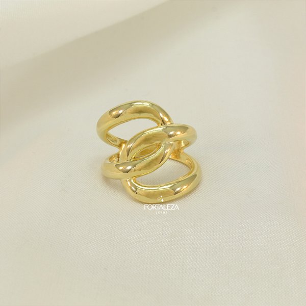 Anel Entrelaçado Banhado a Ouro 18k