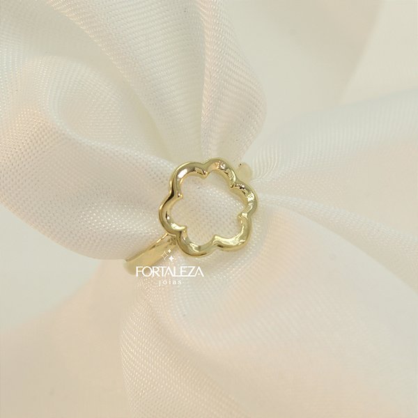 Anel Flor Vazada Banhado a Ouro 18k