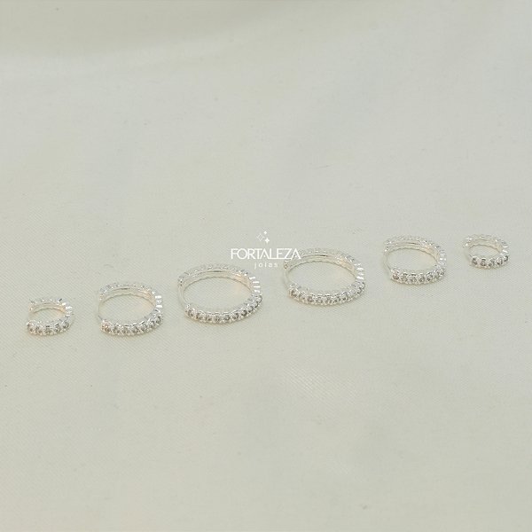 Brinco Argola em Trio Cravejada Banhado a Prata