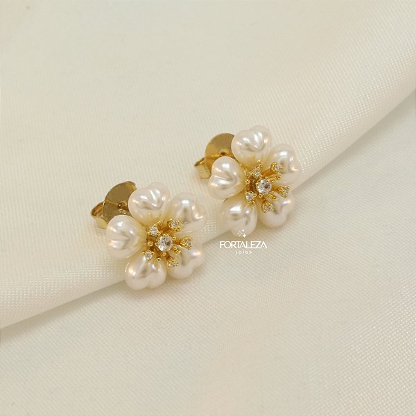 Brinco de Pétala Coração Banhado a Ouro 18k