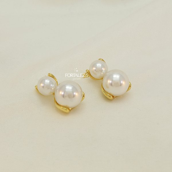 Brinco de Pérolas Banhado a Ouro 18k
