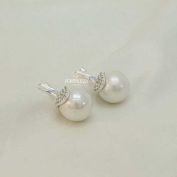 Brinco de Pérola Esmaltada Banhado a Prata