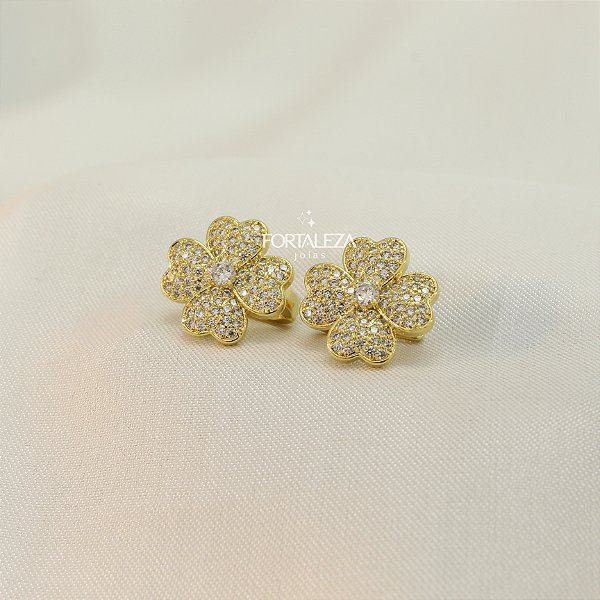 Brinco de Flor Click Banhado a Ouro 18k