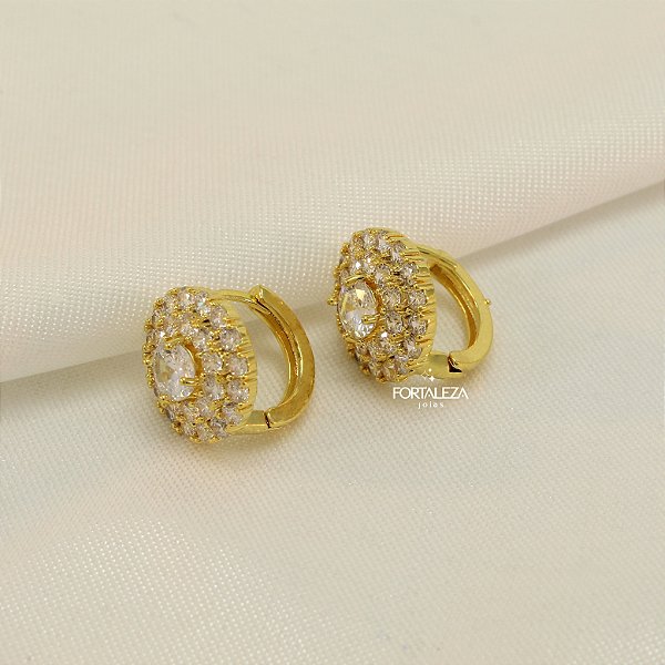 Brinco Argola com Zircônias Banhado a Ouro 18k