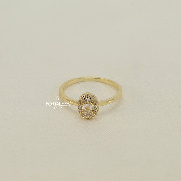 Anel Pavê com Zircônia Safira Amarela Banhado a Ouro 18k