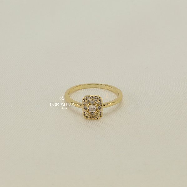 Anel Halo Pavê Banhado a Ouro 18k