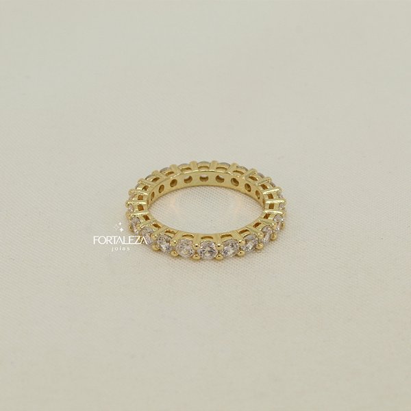 Anel Aparador Cravejado Banhado a Ouro 18k