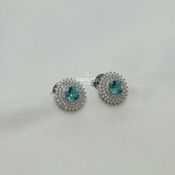 Brinco Halo Duplo Cravejado com Zircônia Cristal Banhado a Ouro Branco