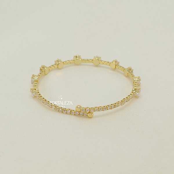 Pulseira Bracelete Riviera Banhado a Ouro 18k