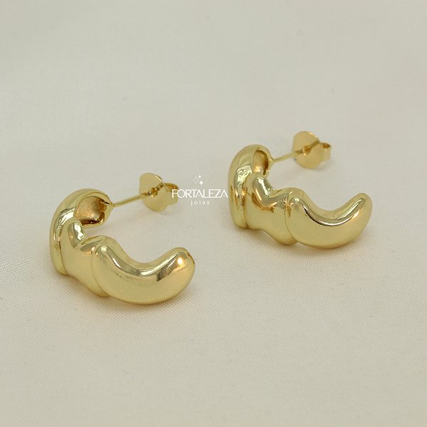 Brinco Argola com Design Ondulado banhado a Ouro 18K