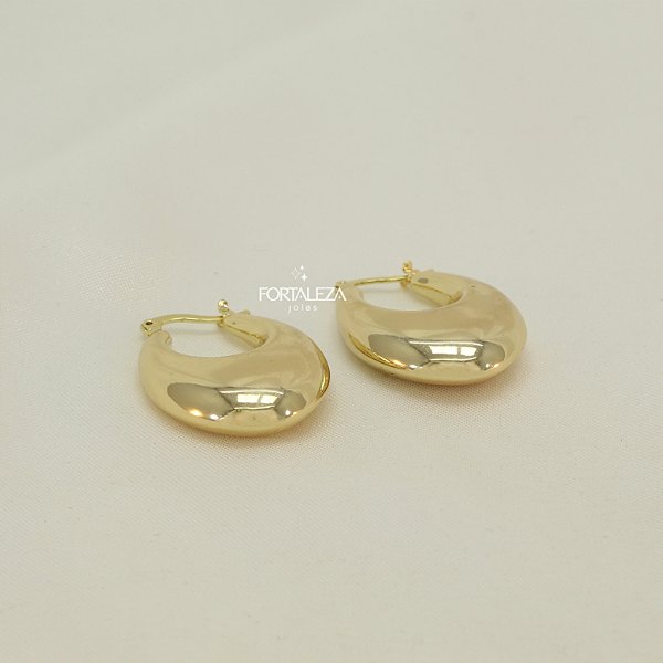 Brinco Argola Abaulada Banhado a Ouro 18k