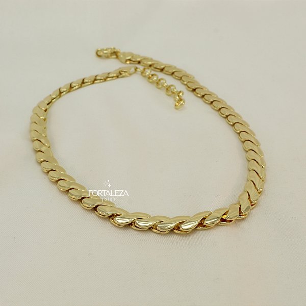 Gargantilha Friso em S Banhado a Ouro 18k