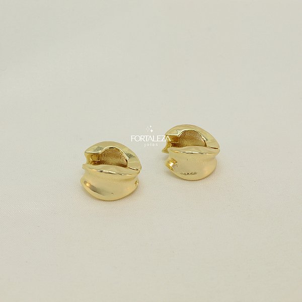 Brinco Argola Grossa Ondulada Banhado a Ouro 18k