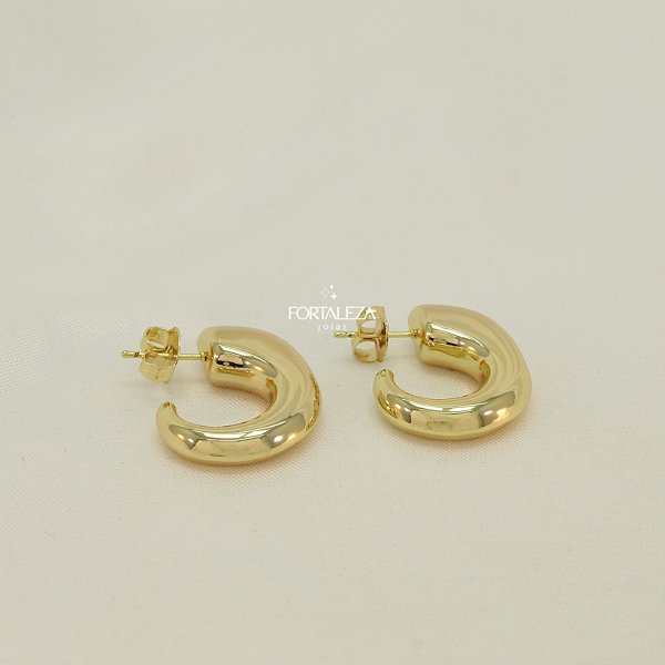 Brinco Argola Curvo Orgânica  Banhado a Ouro 18k