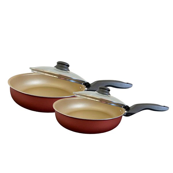 Kit de Frigideiras Antiaderente Com Tampas de Vidro