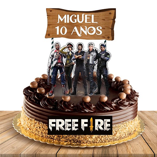 Topo de Bolo Free Fire Personalizado com Nome e Idade