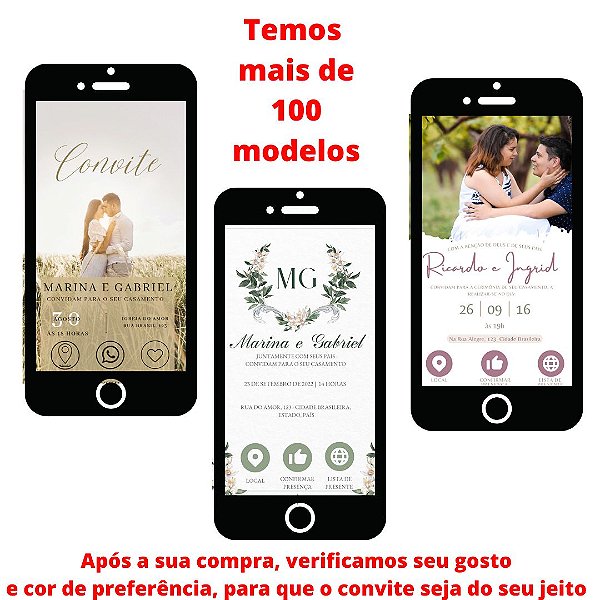 Convite de Casamento Moderno Digital! Frete Grátis