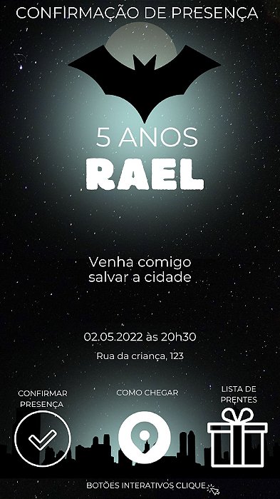 Convite Aniversário Interativo Virtual Para Whatsapp - FRETE GRÁTIS