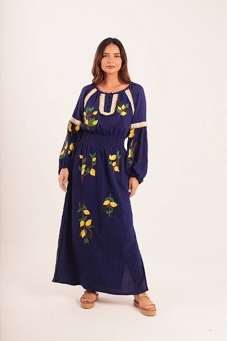 vestido bordado limão siciliano