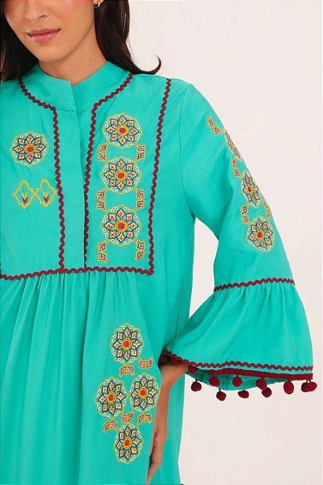 Vestido Istambul bordado verde Esmeralda