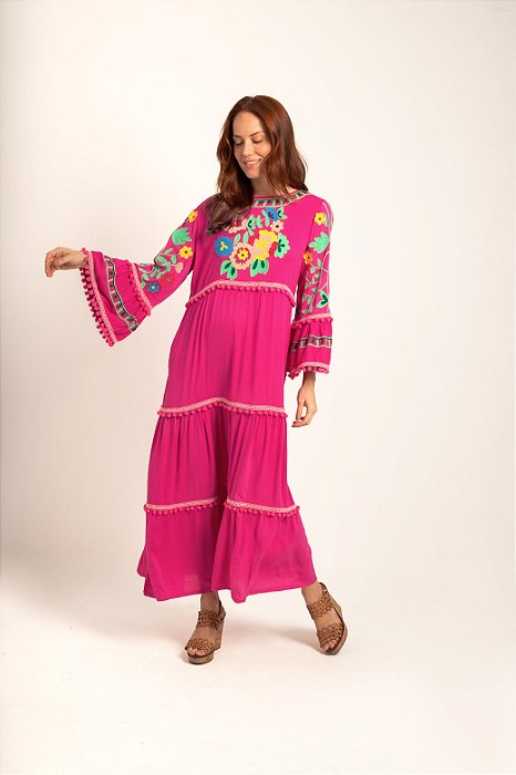 Vestido Charlotte Bordado com mangas