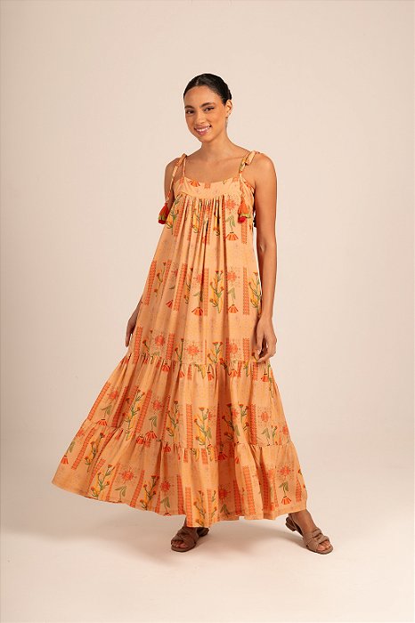 Vestido Anysha com alças e tassel colorido
