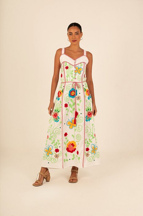 Vestido Charlotte  Corduroy bordado alças
