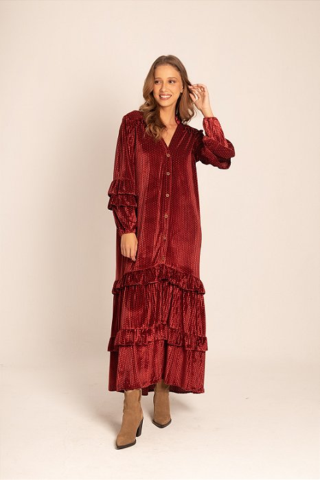 Vestido Devoré Antonella  Terracota