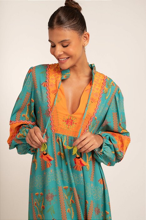 Vestido Anysha mangas estampado