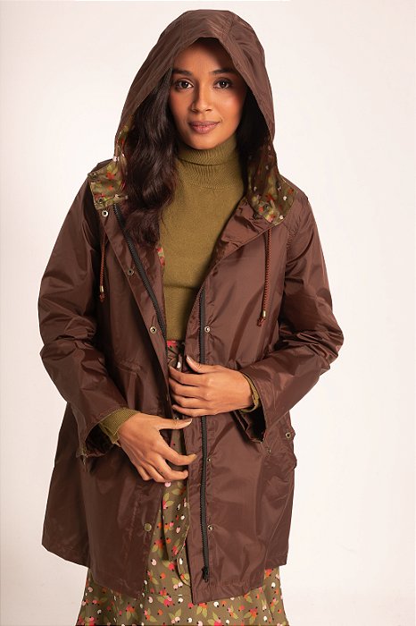 Trench coat vinho com estampas Antonella