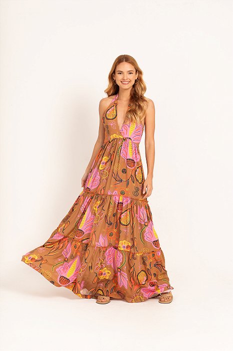 Vestido estampa Maya frente única