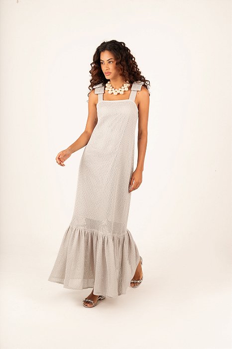 Vestido telas laço prata