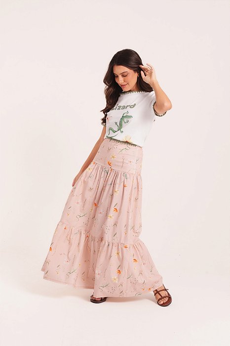 Saia algodão Emilly estampada