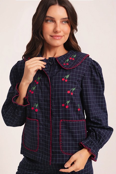 Casaqueto cerejas bordado
