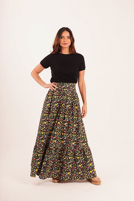 Saia estampa Lilly preta