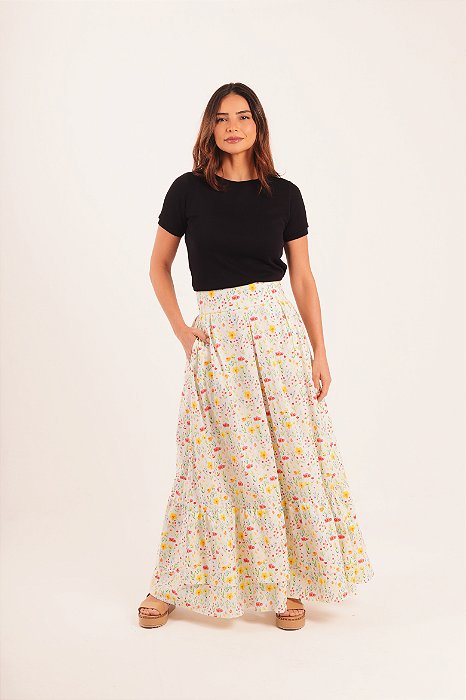 Saia estampa Lilly branca