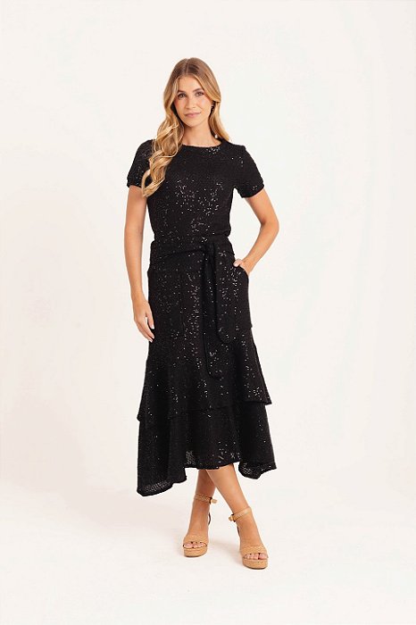 Blusa de tricô paeté preto