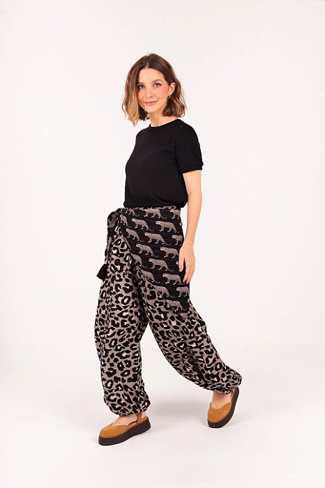 Calça Aladim Luna animal print preto