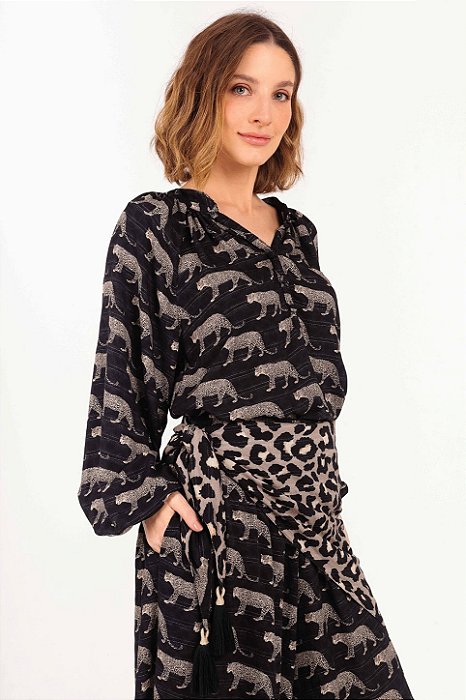 Camisa Luna onça preto