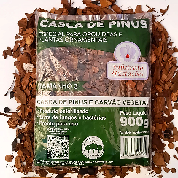 Substrato 4 Estações para orquídeas Casca 03 - 900 gramas