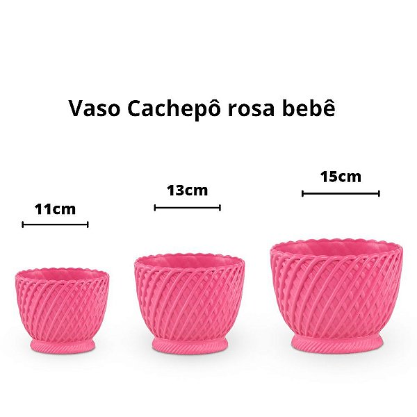 Vaso cachepô plástico rosa bebê - 15cm