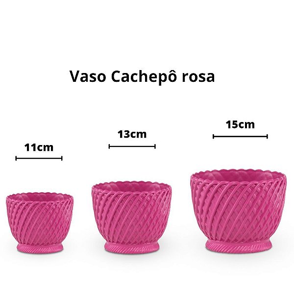 Vaso cachepô plástico rosa - 15cm
